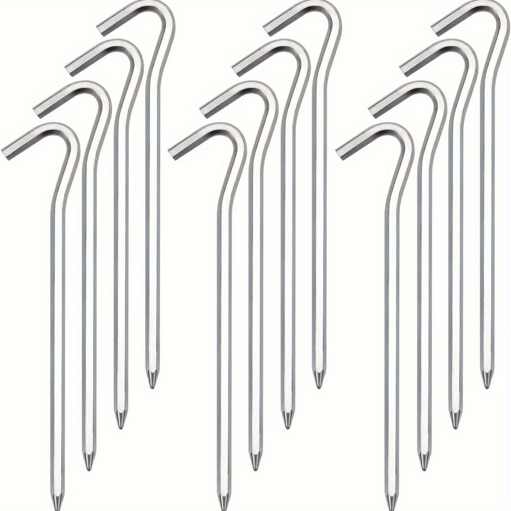 

12/24pcs Tent Pegs, Aluminum Tent Stakes Pegs With Hook, 7" Hexagon Rod Lightweight Canopy Stakes Pegs For Camping, Canopy, Outdoor Decoration
