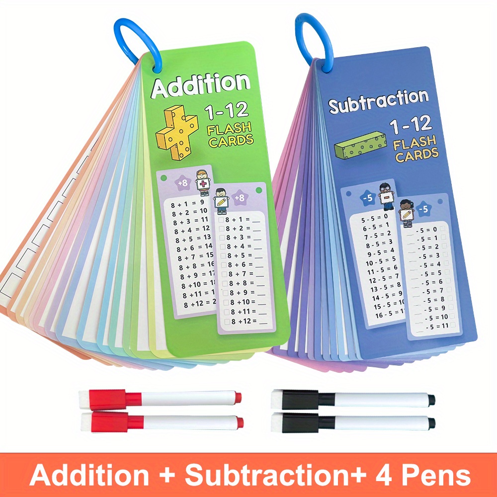 30 Cards 1-12 Addition Subtraction Table Cards, Addition Subtraction Facts Charts, Math Learning Tool, Mathematical Training Aids, Teaching Aids Educational Games