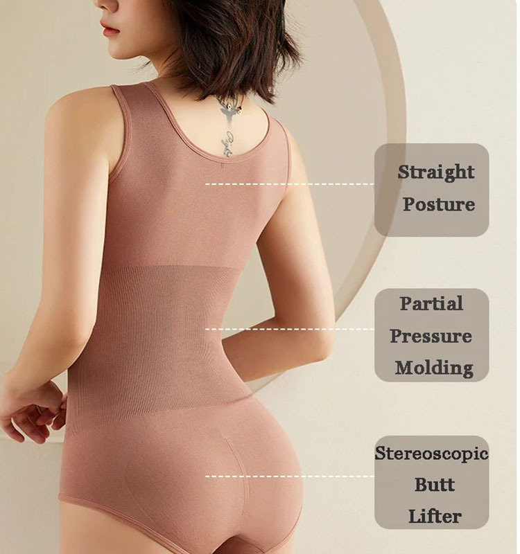 1pc Large Size Tummy Control Body Shapewear Bodysuit Waist Trainer Women's Corset Seamless Abdomen Pant Crotch Buckle Underwear
