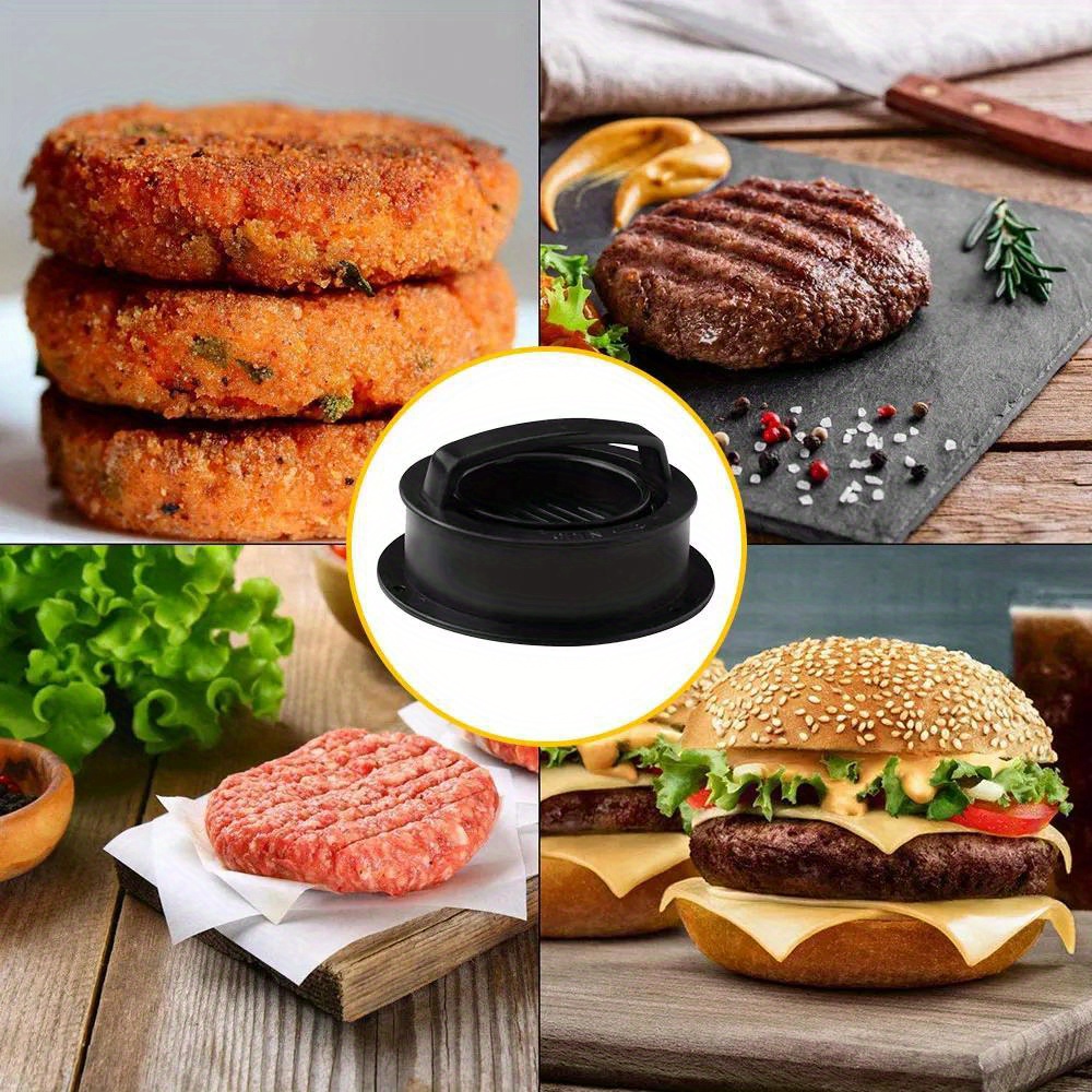 popular   food grade abs round hamburger burger press non stick meat patty maker beef grill helper with oilpaper liners dishwasher safe kitchen gadget cutlets mold details 9