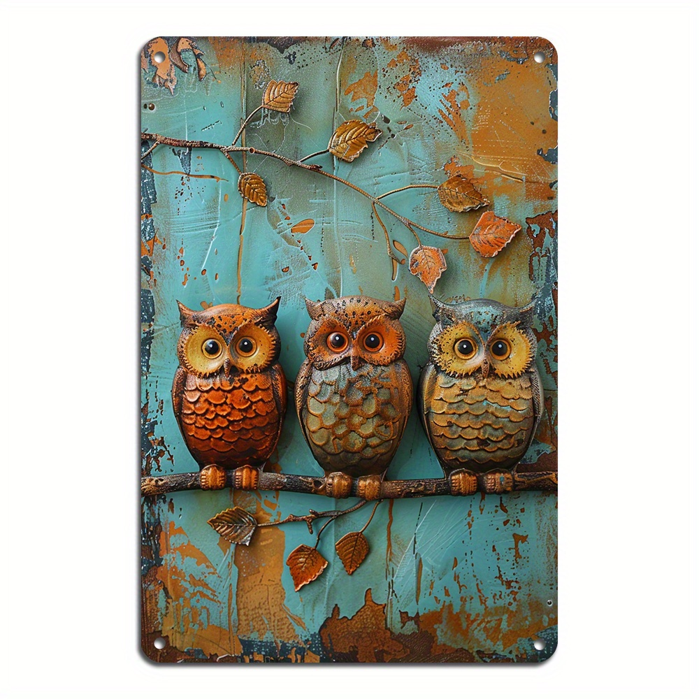 

1pc, 3 Owls Wall Art Tin Sign Aluminum Metal Tin Sign Wall Decor Signs Durable Wall Hanging Plaque Retro Wall Decor For Home & Garden(8x12inch/20*30cm) Vintage Tin Signthree Owls Wall Art Wall