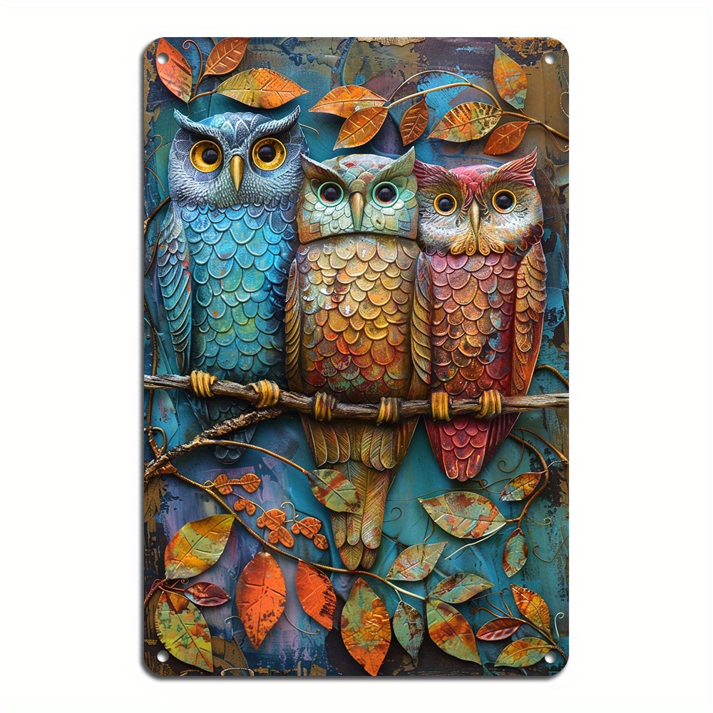 

1pc, 3 Owls Wall Art Retro Tin Sign Wall Decor Signs Aluminum Metal Tin Sign, Indoor/outdoor Decor(8x12inch/20*30cm)