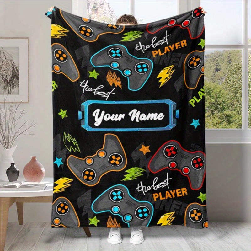 

Customized Game Player Pattern Soft Nap Blanket For All Seasons Office Chair Blanket