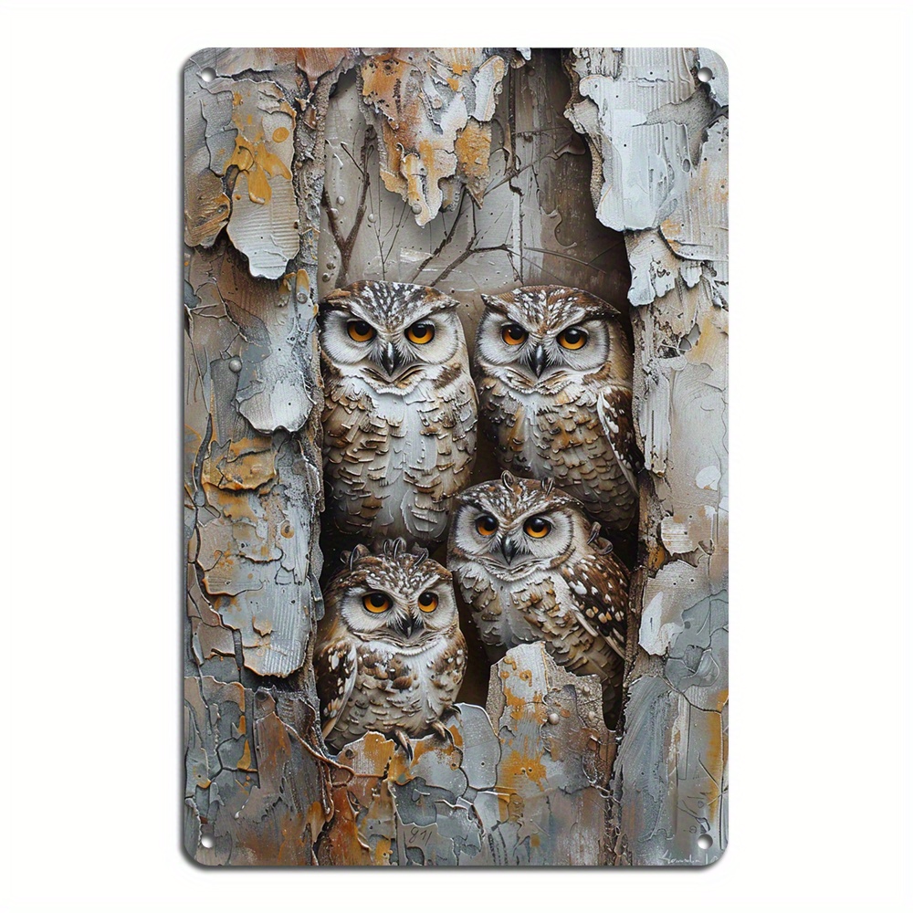 

1pc, 3 Owls Wall Art Retro Tin Sign Wall Decor Signs Aluminum Metal Tin Sign Multipurpose Retro Home & Bar Decor(8x12inch/20*30cm)