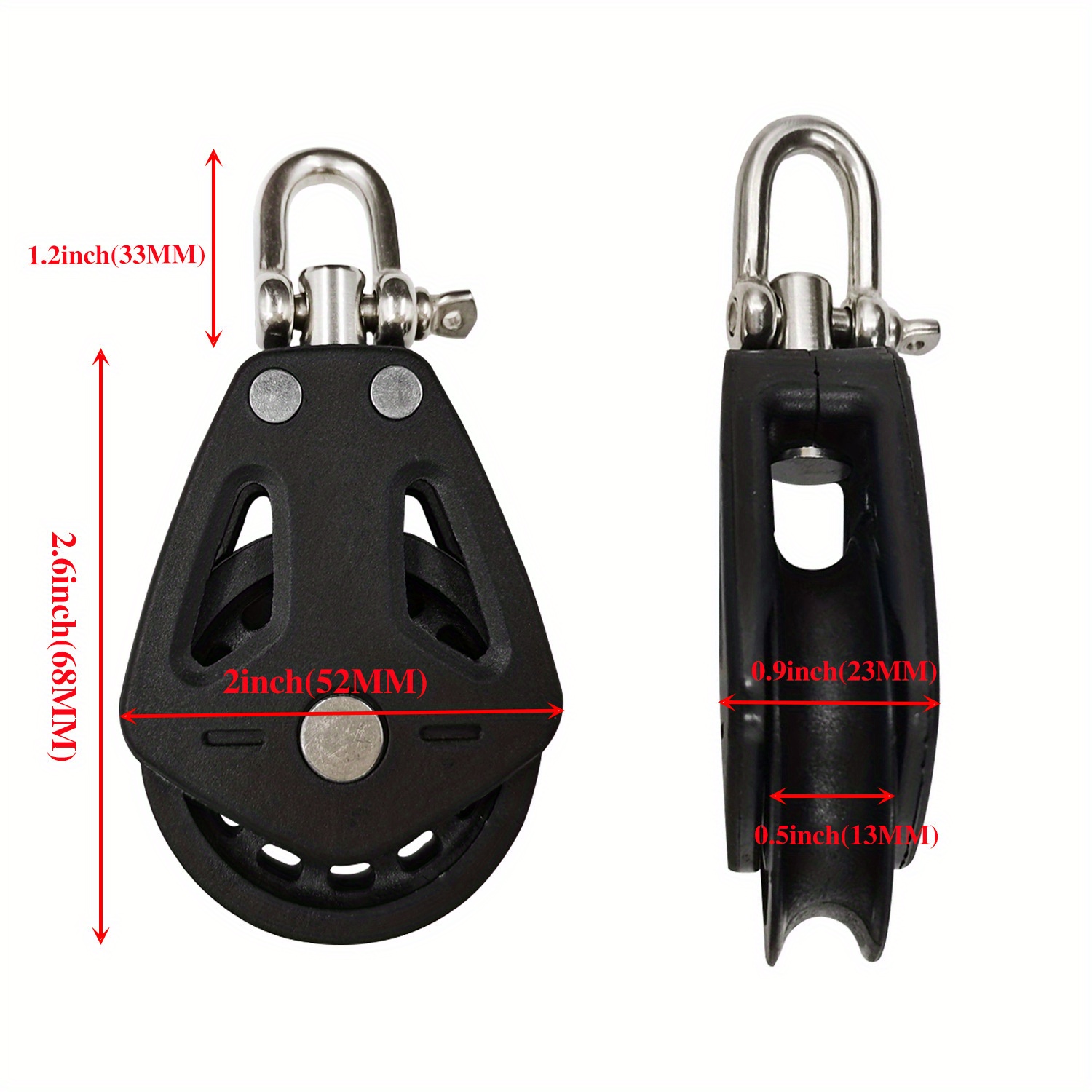 TEMU rotativa individual de nailon negro, ideal para Pilates y aplicaciones , incluyendo y kayaks