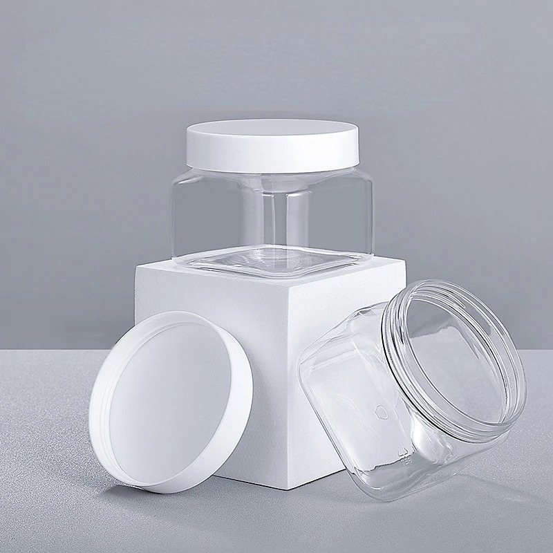 

10-pack 150ml Clear Square Plastic Cosmetic Jars With White , Unscented Refillable Containers For Creams, Eye Cream, Sub-bottling Cosmetics