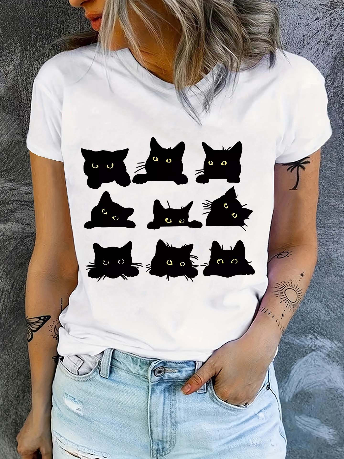 Black Cat Shirt - Temu