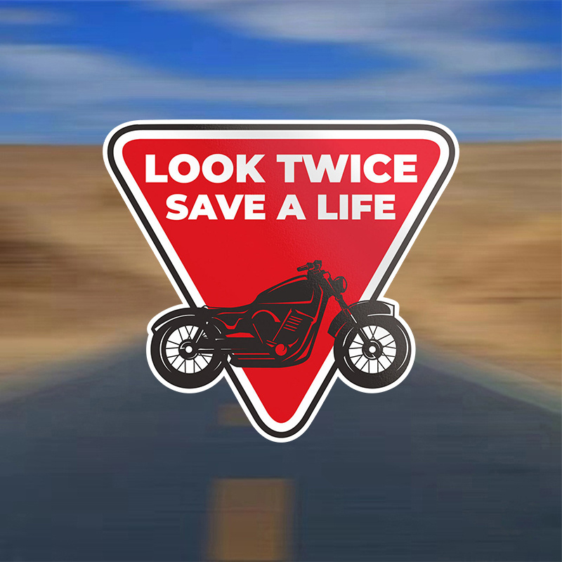 

Look Twice Save A Life Motorcycle Vinyl Decal - Self-adhesive Irregular-shaped Paper Sticker For Plastic Surfaces, Single Use