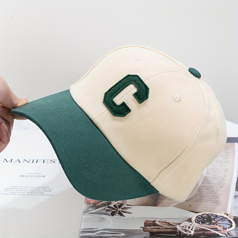 

Vintage Color- Letter Baseball Cap For , Retro Hat With Cotton