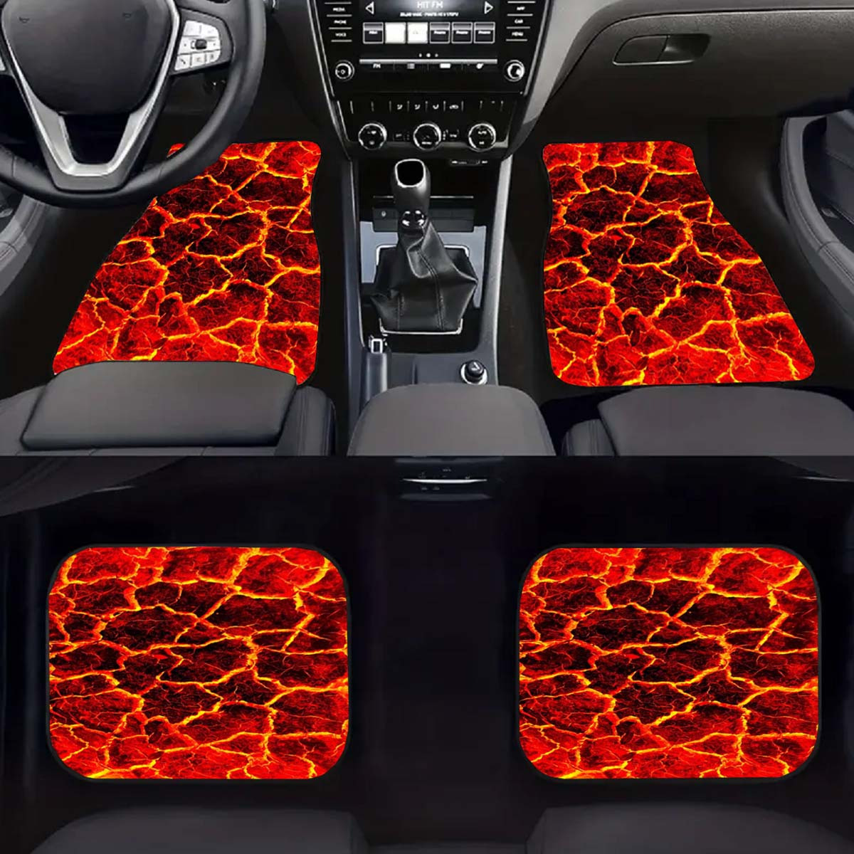 

Lava Print Car Floor Mats 2/4pc Set - Universal Fit For Trucks, Suvs & , Polyester Front & Rear Carpet Mats For Enhanced Interior Protection & Style