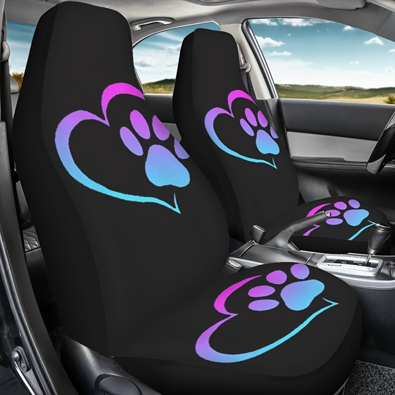 

2pcs Paw Car Seat Covers Front Seats Only High Back Stretch Vehicle Bucket Seat Cover Driver Seat Covers For Women