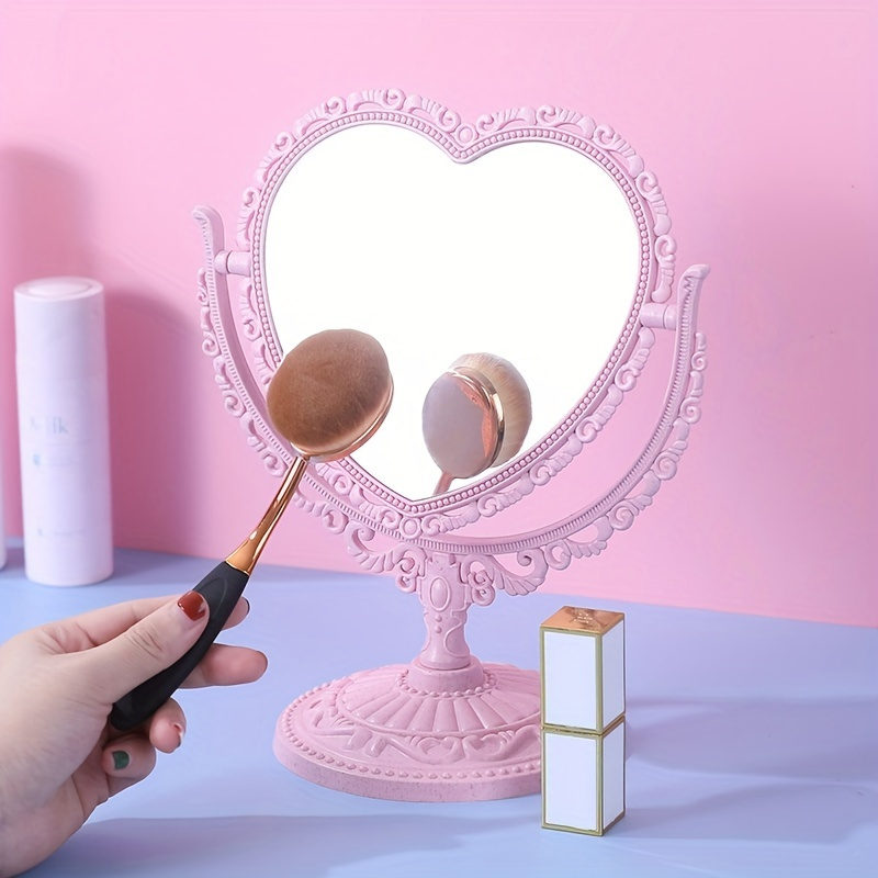 

Vintage European Style Oval Makeup Mirror With 360° Rotation - Double Sided Vanity Mirror With Stand - Fashionable Table Mirror For Bedroom Decor - Ideal Gift For Women