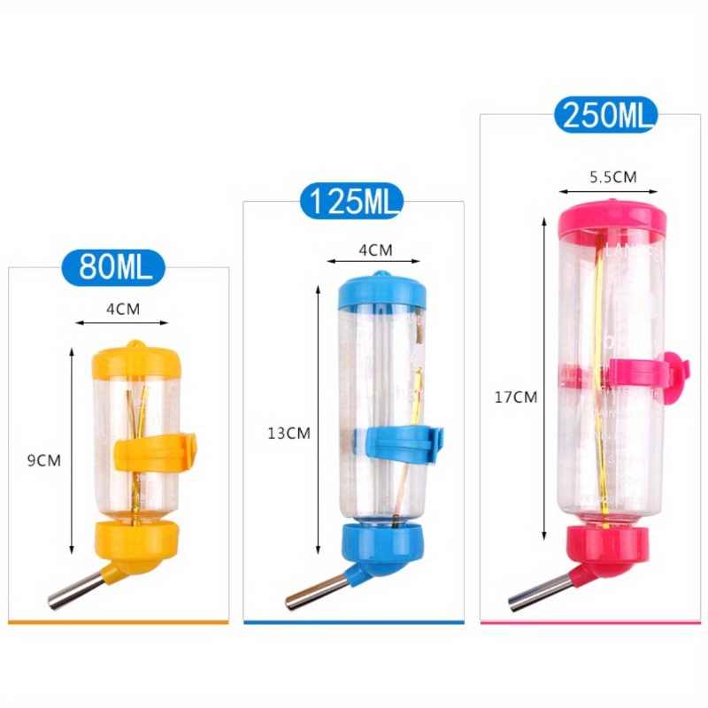 Image of Small Bottles, 80ml/125ml/250ml, Random Color, Transparent Leak-proof Drinkers, Automatic Water Dispenser For Rabbits, Hamsters & Rodents, Hanging Water Feeder