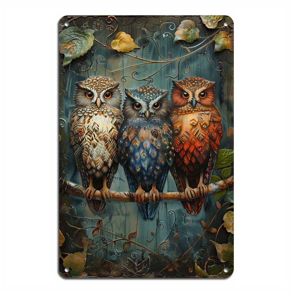 

1pc, Metal Tin Sign 3 Owls Wall Art Vintage Plaque Decor, Wall Art Decor, For Home Bar Pub Club Cafe Living Room Decorative Gift (8x12inch/20*30cm)
