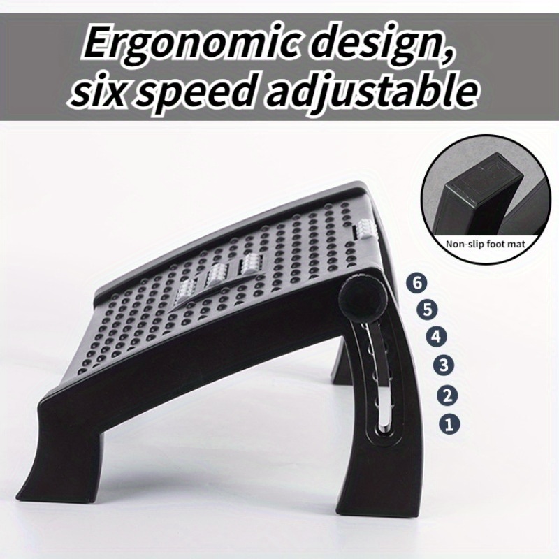 

Ergonomic Under-desk Footrest With Adjustable Height And Roller Massage - Comfortable, Portable Leg Support For Office & Home Use