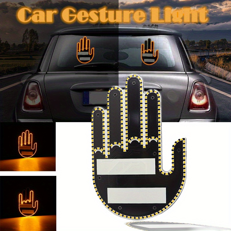 

Car Led Finger Gesture Light Rear Glass Led Brake Fun Interactive Palm Light Lamp Decorative Without Battery