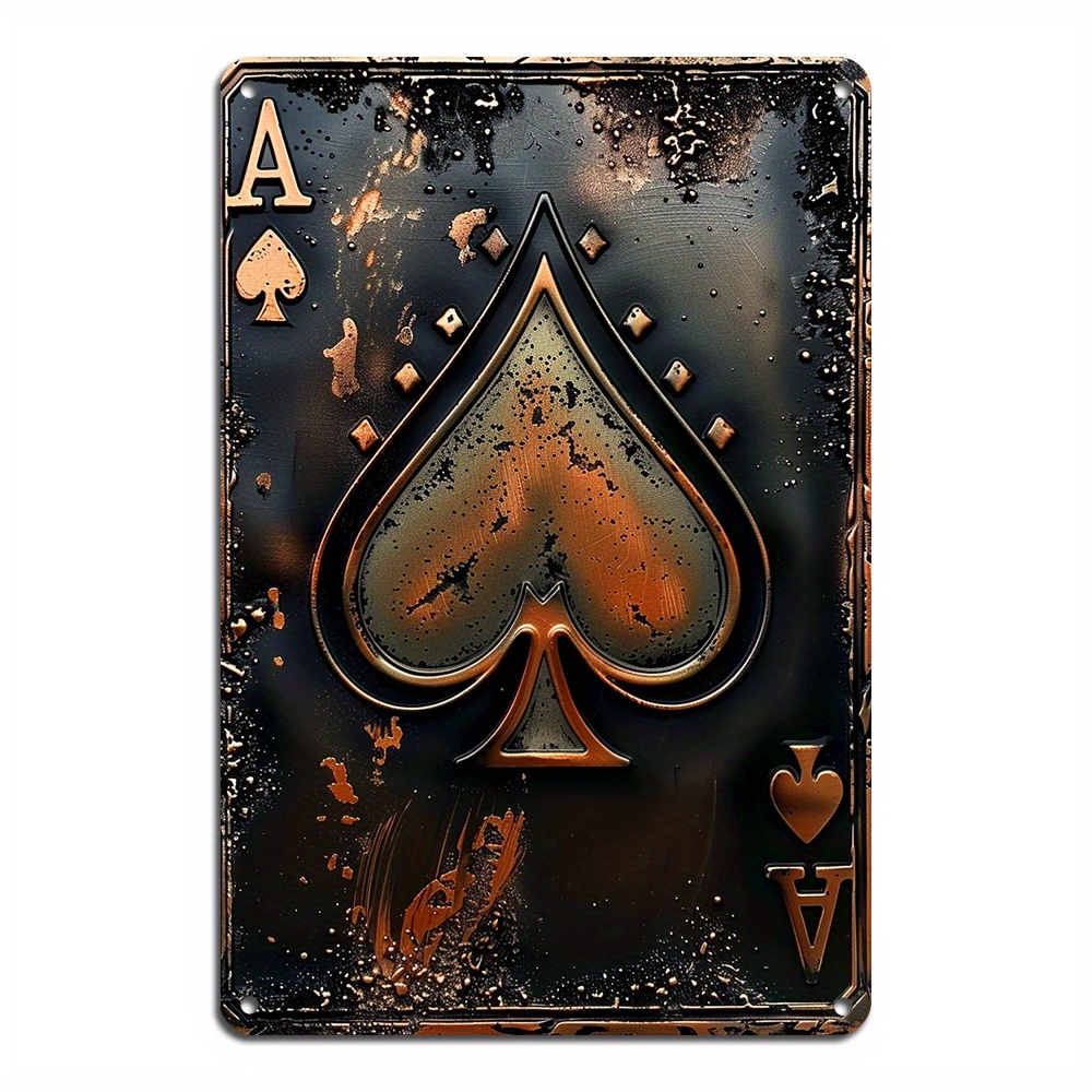 TEMU 1pc, Panneau Métal Vintage Poker, Décoration Murale pour Chambre, Maison, Restaurant, Bar, Café, Garage (8X12Pouces/20 * 30Cm)