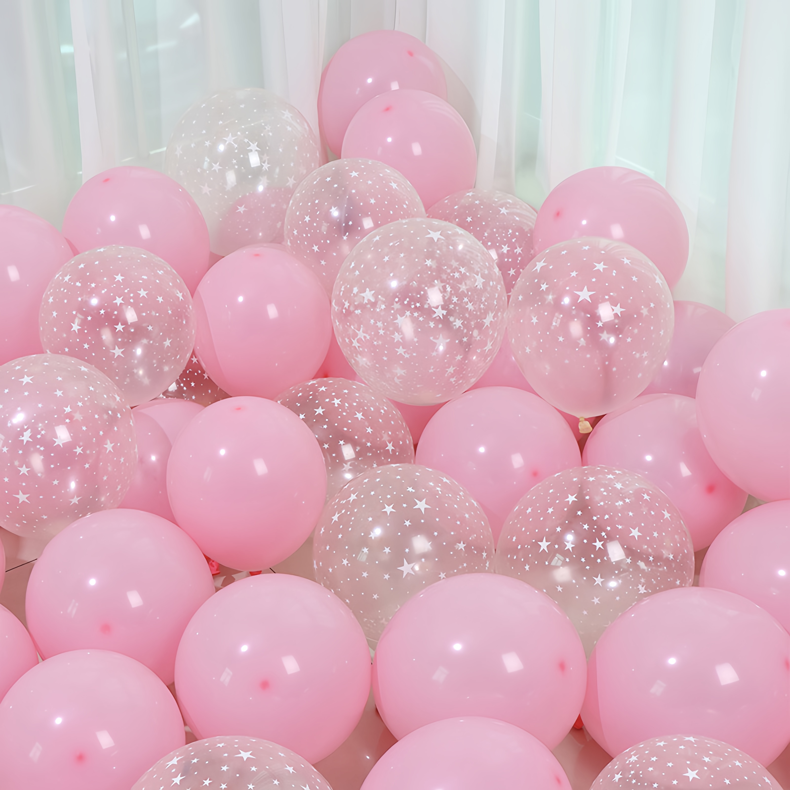 

40pcs Maca Pink Transparent Star Balloons Set Very Suitable For Adult Wedding Birthday Party Valentine's Day Decoration Thanksgiving House Decoration Scene Layout Balloon Decoration Supplies