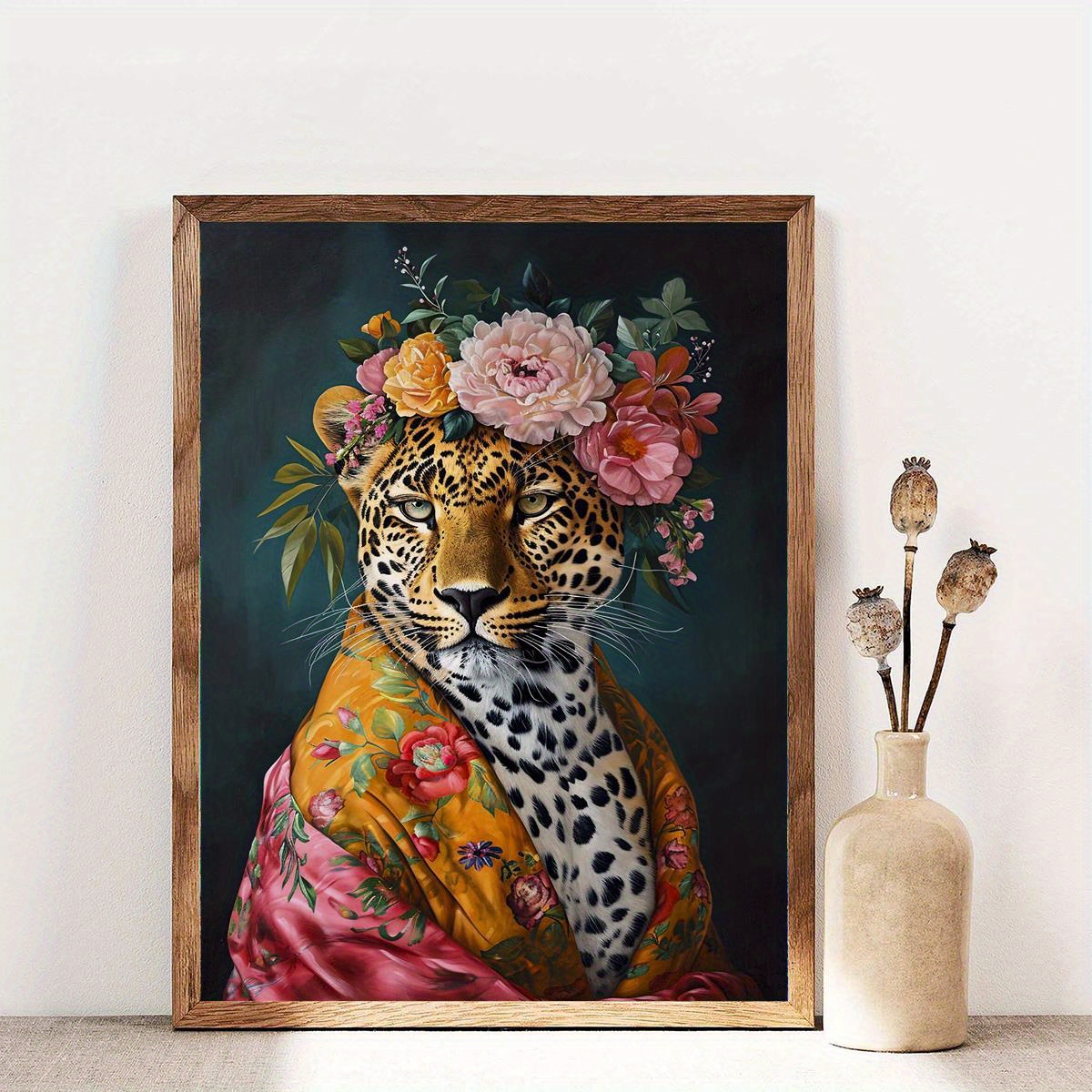 

1pc Unframed Canvas Poster, Leopard Portrait Painting, Canvas Wall Art, Artwork Wall Painting For Gift, Bedroom, Office, Living Room, Cafe, Bar, Wall Decor, Home And Dormitory Decoration
