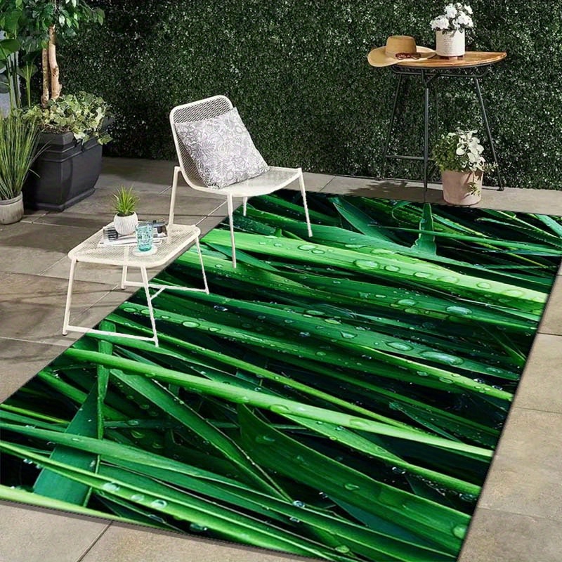 

3d Green Grass Printed Rug, Outdoor Patio Garden Yard Decor Rug Area Rug For Bedroom Living Room Anti-slip Floor Mat 800g/m2