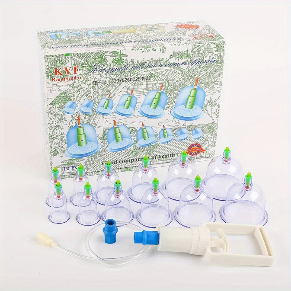 12pcs set cupping therapy set therapy cups cupping set with pump professional chinese cupping therapy sets hijama cupping massage kit 6 types of jar shape 1 manual 1 extension tube 8