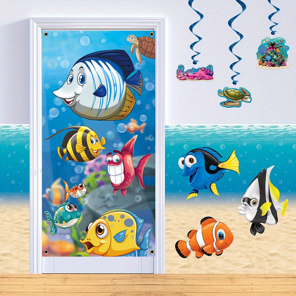 Underwater World Door Cover Banner Polyester Colorful Little - Temu
