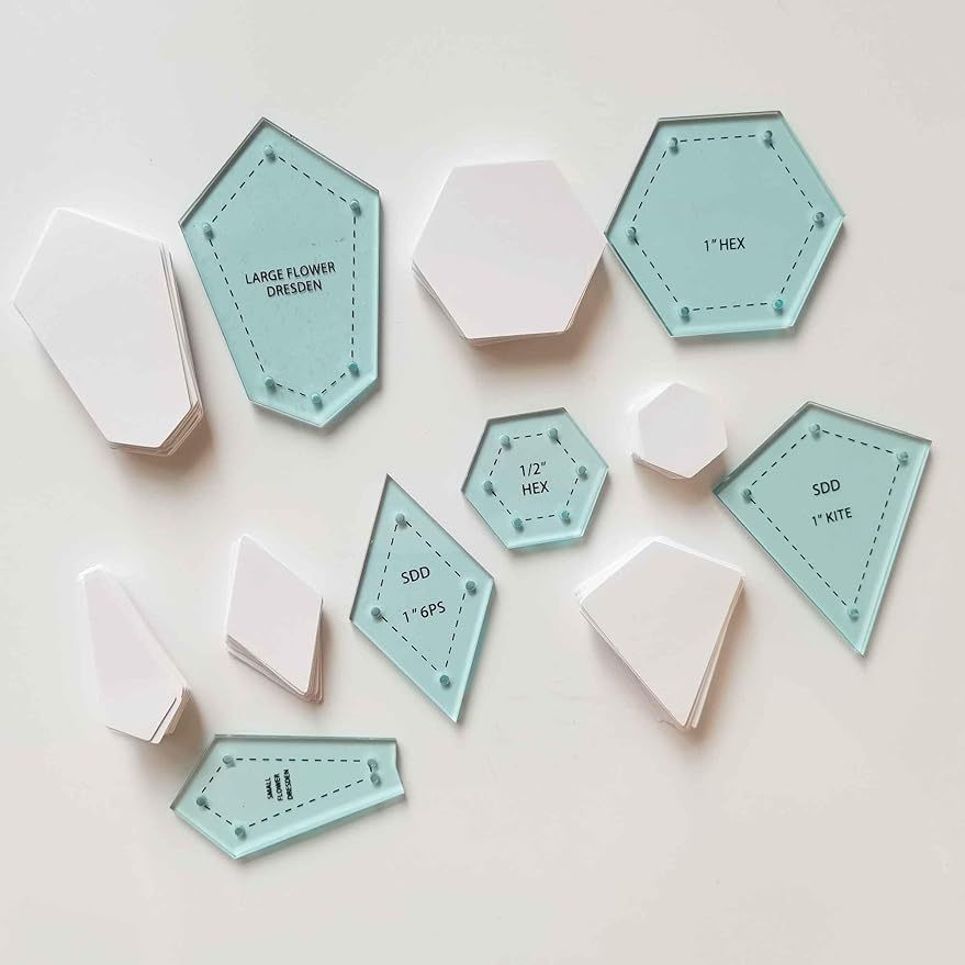 E-shop 6*50 Stück Papier-Piecing-Formen Acryl-Quilt-Schablonen Quilten Patchwork Piecing Bastelset für Nähen