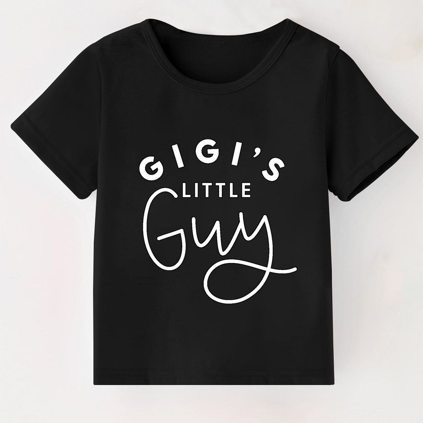 

Gigi's Little Guy Print Boy's Casual T-shirt, Comfortable Short Sleeve Top, Boys Summer Clothing