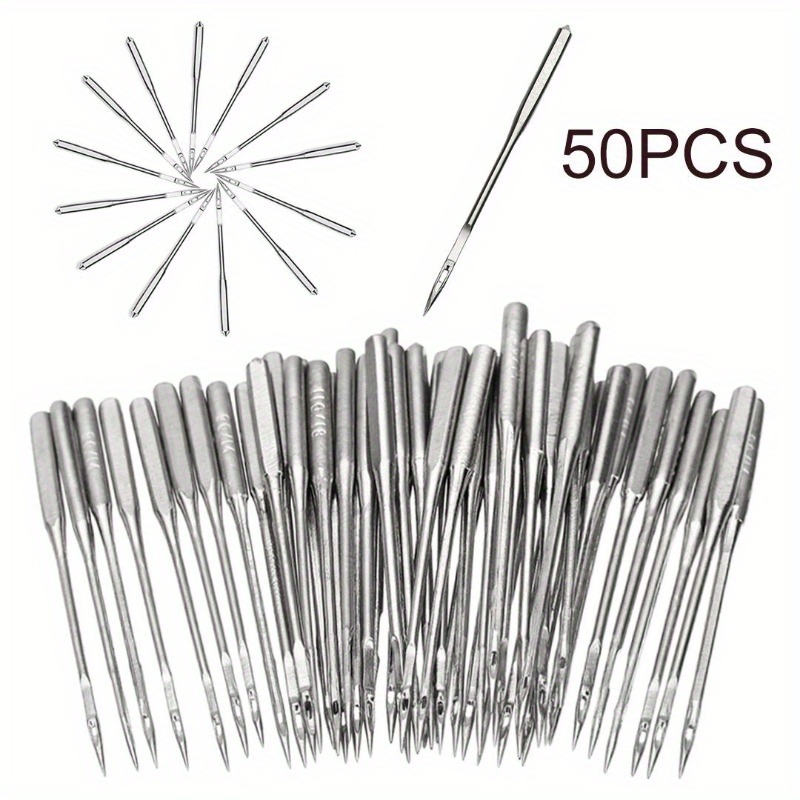 

50-pack - Assorted Sizes 9# To 18#, Silvery Gray, Flat Shank For Easy Threading Sewing Machine Accessories Thread For Sewing