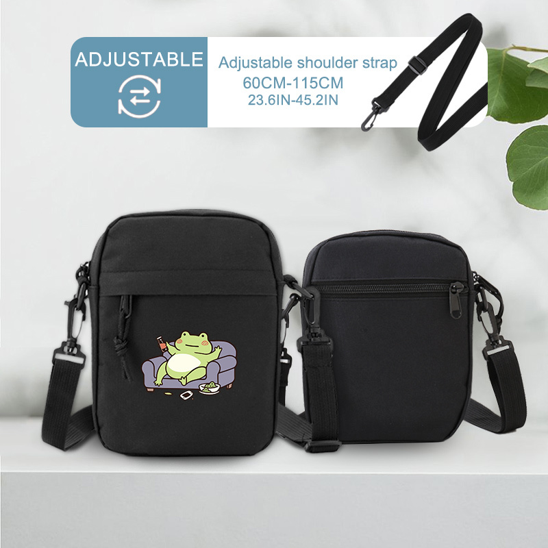 

Stylish Men's Frog Print Mini Crossbody Bag - Lightweight, Adjustable Strap, Nylon Shoulder Bag For Daily