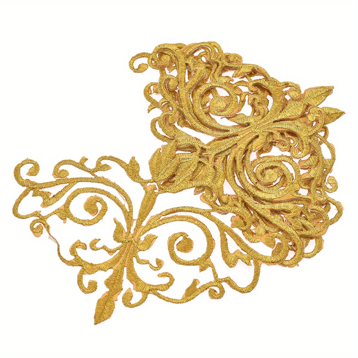 5pcs Golden Patterned Embroidered Patches For Sewing, Clothing Decoration Patches, Sewing Embellishments