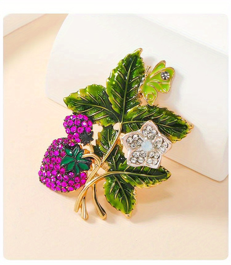 elegant vintage inspired   brooch with   berries luxury   for women and men alloy water diamond details 2