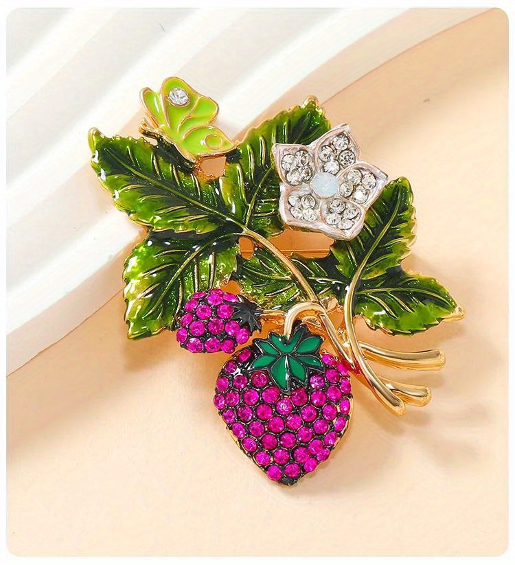 elegant vintage inspired   brooch with   berries luxury   for women and men alloy water diamond details 3