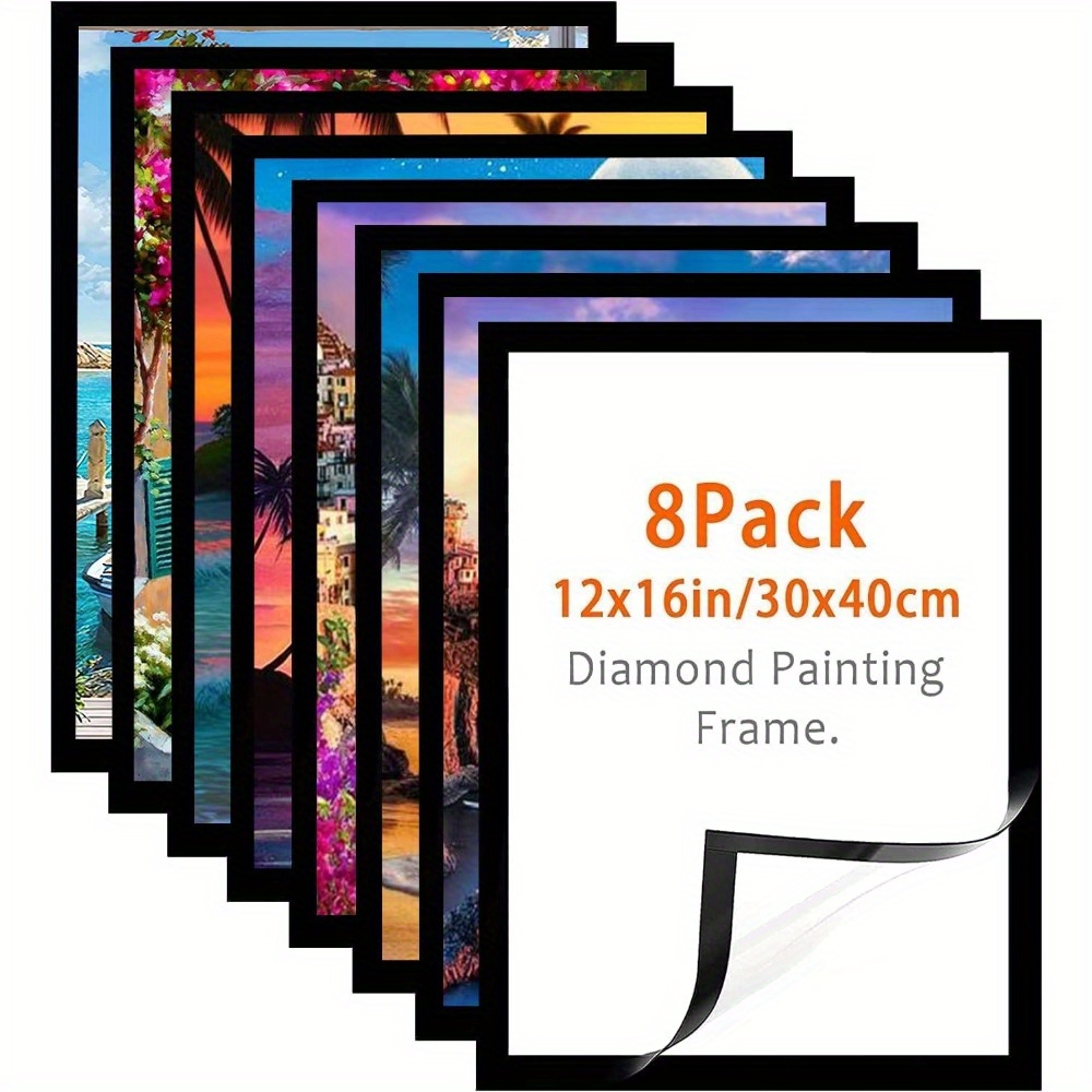 

Oblong Casual Style Diamond Art Frames 12x16 Inch - Wall Mounting Horizontal Orientation Magnetic Self-adhesive Frames For 10x14 Inch Diamond Painting Canvas - 8 Pack (black)