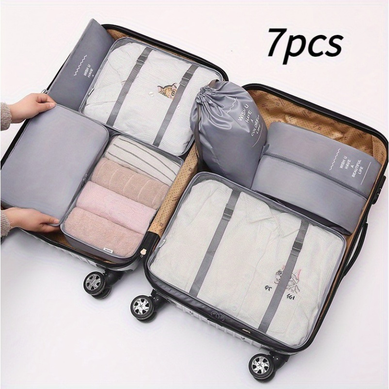 

7pcs/set Travel Clothing Organizer Storage Bags, Luggage Bag, Luggage Packing Bags, Underwear Bag, Portable Travel Accessories