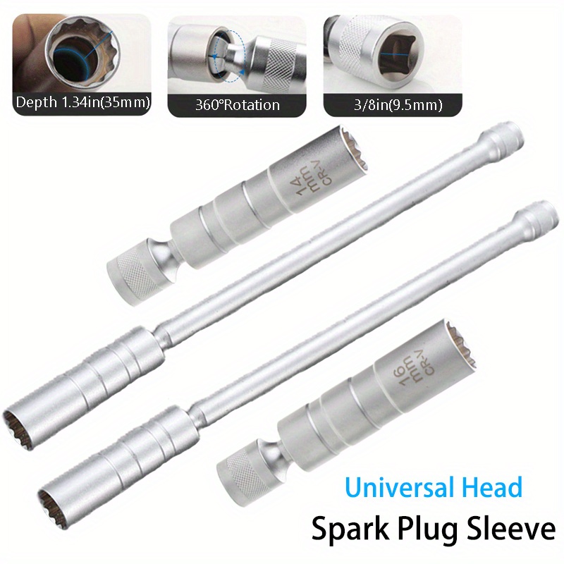14mm 16mm With Magnetic Thin Wall Universal Joint Spark Plug Socket 12 Angle Flexible Socket Wrench Car Repair Tool