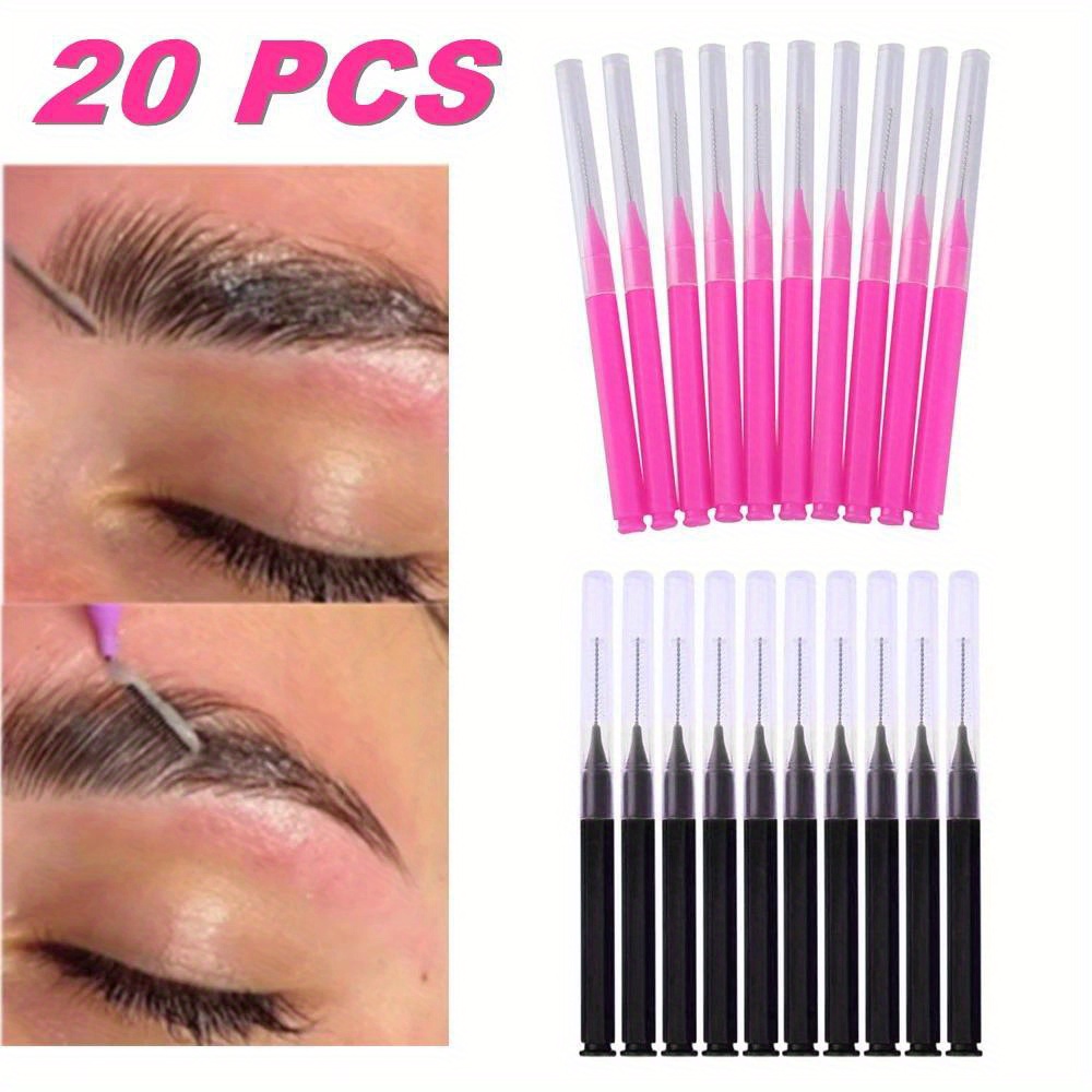 

20pcs Mini Eyebrow Brush Set, Disposable Brow Perm/lifting Brushes, Bendable Micro Eyelash Applicators, Assorted Colors, Makeup Tools For Precise Application