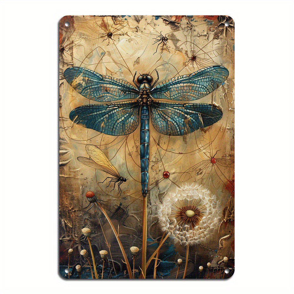 

1pc, Metal Tin Signdandelion And Dragonfly Tin Sign Vintage Plaque Decor, Wall Art Decor, For Home Bar Pub Club Cafe Living Room Decorative Gift (8x12inch/20*30cm)