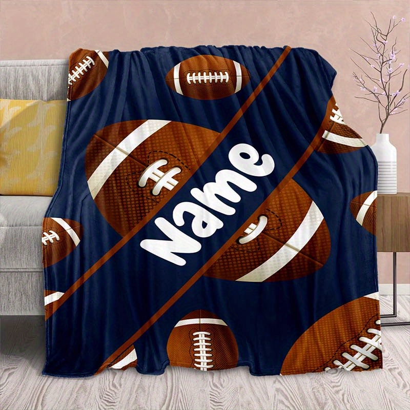 

Name Customized Rugby Blanket Doing Business Gift Soft Nap Blanket 4 Seasons Office Chair Blanket