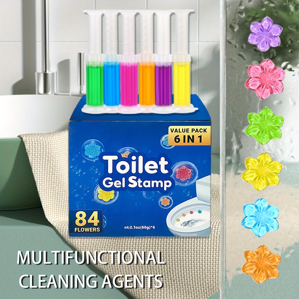 6pack Floral Toilet Gel Stamp Set Fresh Scent Bathroom Deodorizer