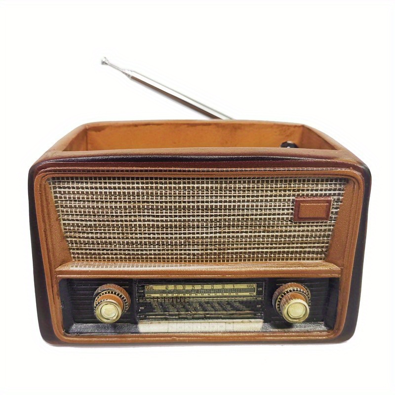 Image of Vintage Radio Shaped Ornament Planter, Garden Individual Potted Plant, Resin Craft Gardening Gift Home Decor