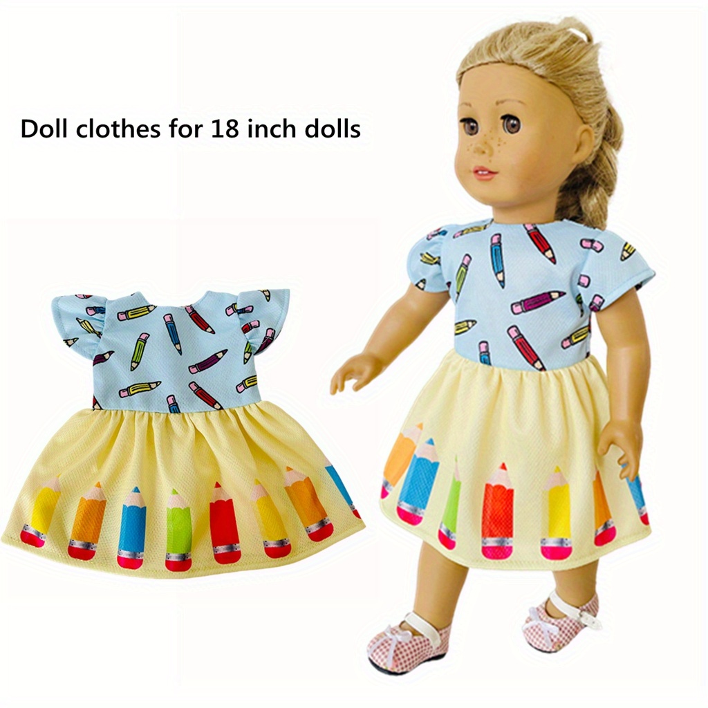 

Pencil Pattern Dress For 18" Dolls - Perfect Accessory Outfit, Fits 15-18" Dolls, Ideal Gift For (doll Not Included)