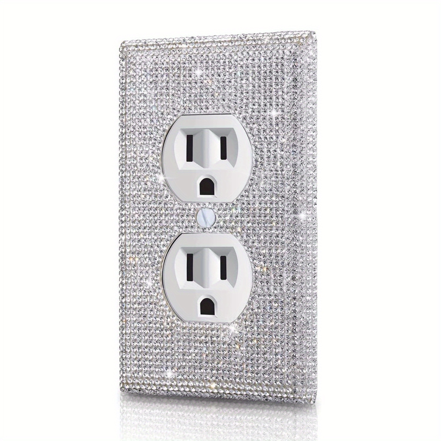 4pcs Silver Shiny Rhinestone Decorative Wall Panel Light Switch Cover for Duplex Socket