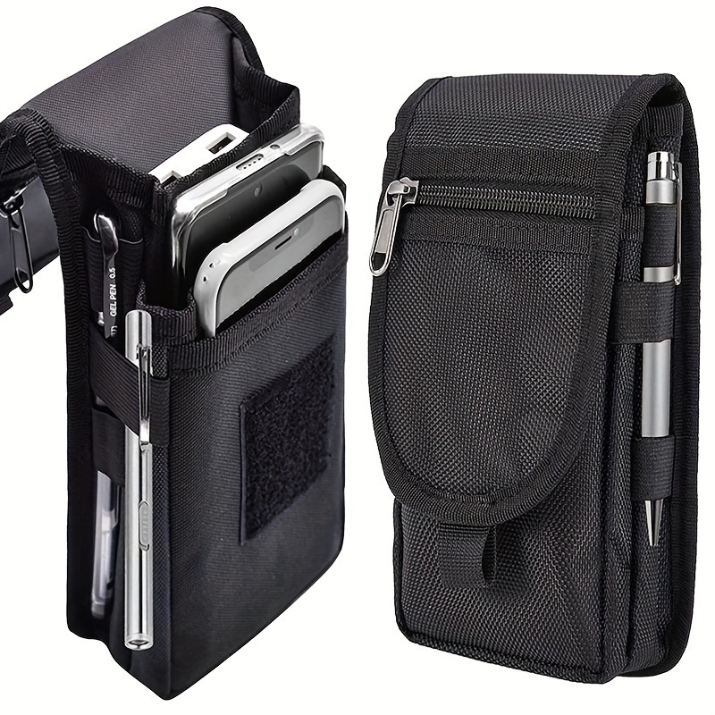 

1pc Men's Large Capacity Wallet, Phone Pouch Holder, Multi Purpose Card Holder, Belt Loop Pouch Flip Phone Bag With 3 Compartments, Casual Pen Insertion Pocket, Waist Hanging Bag