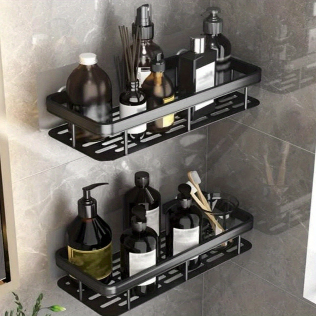 TEMU Stainless Steel Suction Cups - Wall-mounted Bathroom Organizer For Shampoo, Soap &