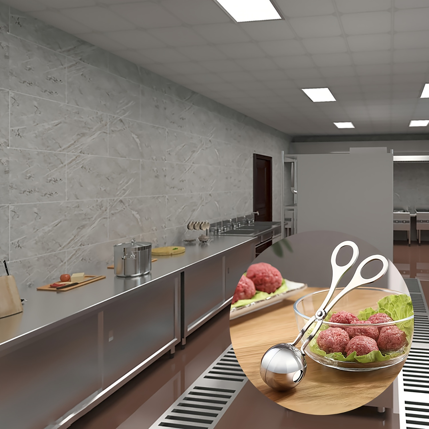 1pc non stick meatball maker stainless steel meatball scoop with long handle ideal for restaurants kitchenware tableware Product details 1