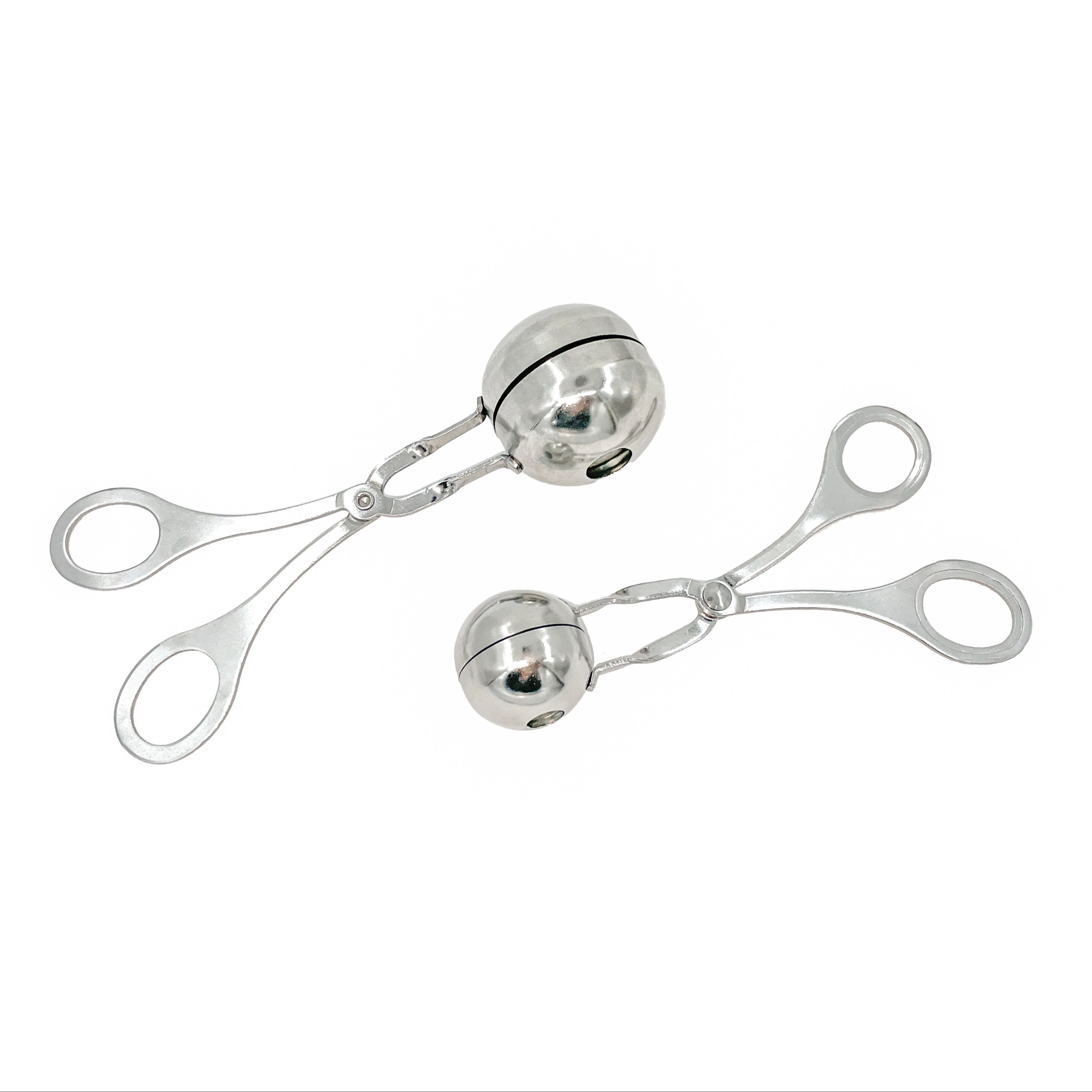 1 Molde para albóndigas de acero inoxidable, con mango largo - Antiadherente, ideal para la cocina del hogar y del restaurante, perfecto para albóndigas, croquetas de pescado, etc., herramienta de cocina para albóndigas | Diseño ergonómico | Utensilios de cocina duraderos