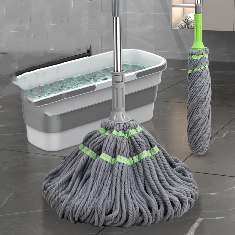 

1pc Self-wringing Twist Mop For Home Use, Manual Water Squeeze Rotation Mop For Living Room, Bedroom, Toilet, Bathroom Absorbent Mop Head For Efficient Cleaning