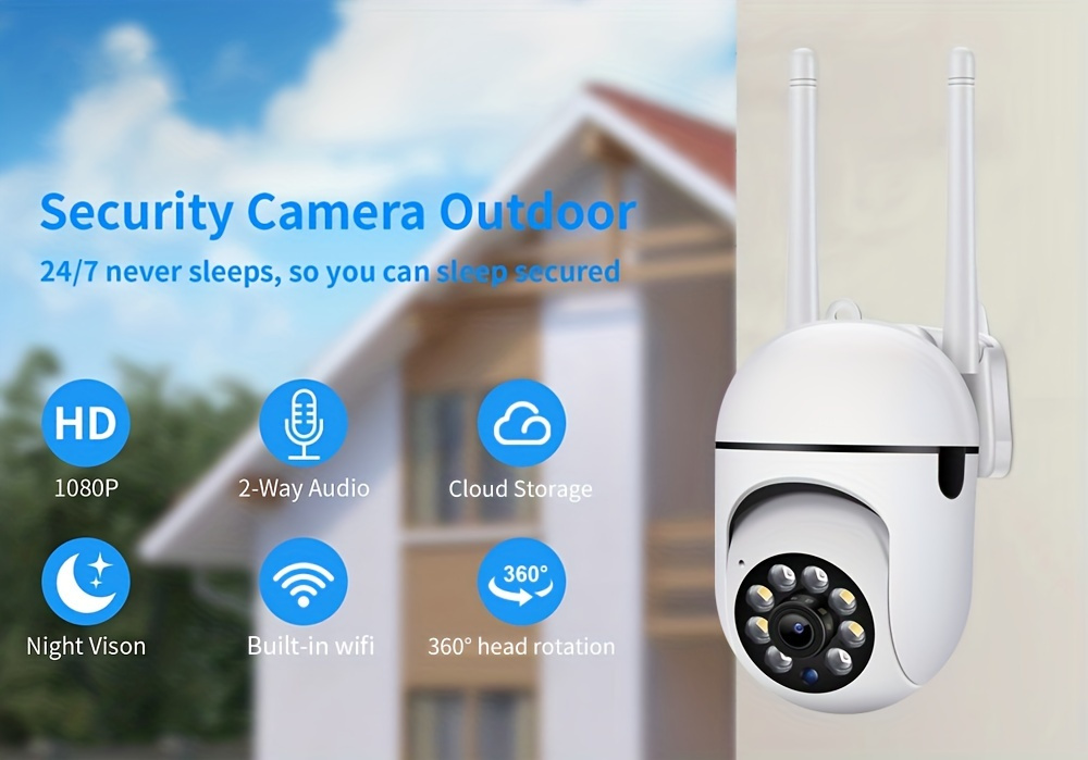 Smart Security Camera, 1080P Ultra HD, Wireless WiFi, Two-Way Audio, PTZ, Motion Tracking, Night Vision, with Compatible with Smartphone, for Indoor/Outdoor Use, 14+ Age Group details 1