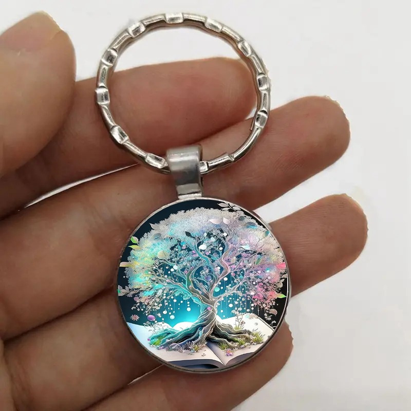 

1/2pcs Tree Of Life Book Pattern Keychain Alloy Key Chain Ring Bag Backpack Charm Car Key Pendant Jewelry Book Lovers Friends Gift